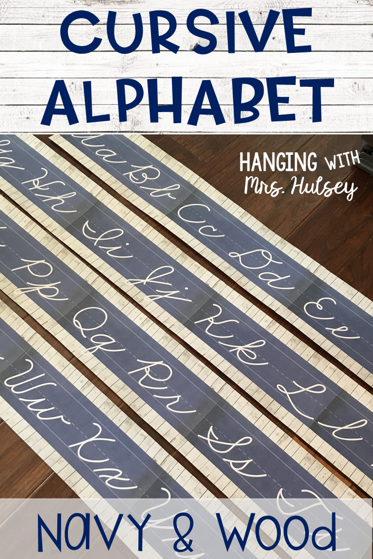 Shiplap And Navy Cursive Alphabet (Zaner Bloser) | Cursive