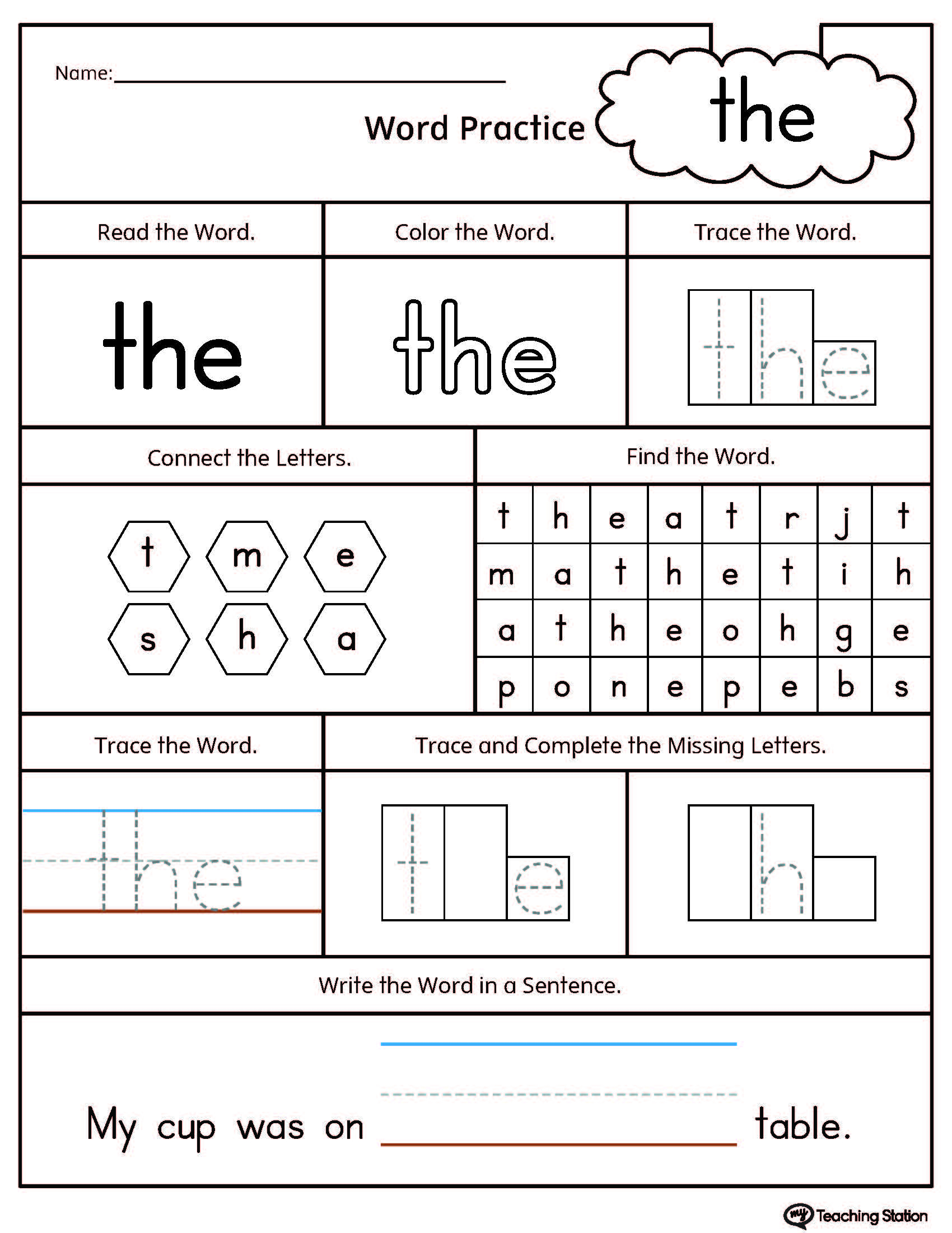 Sight Words Tracing Worksheets Pdf