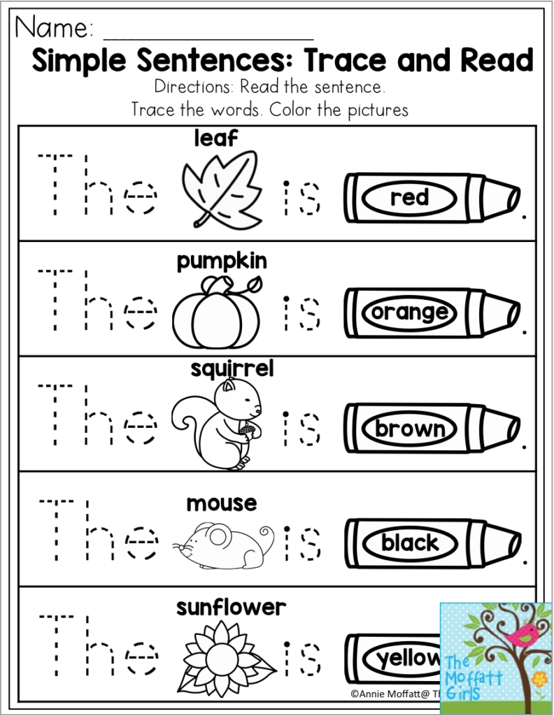 Simple Sentences: Trace And Read. This Exercise Gives