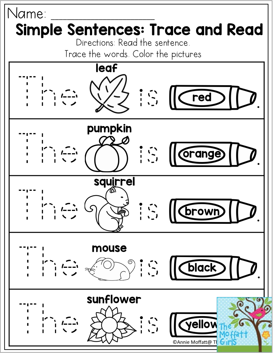 Kindergarten Tracing Sentences Worksheets AlphabetWorksheetsFree
