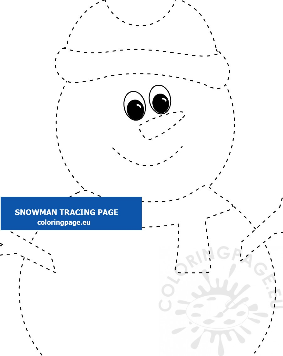 Snowman Tracing Worksheet Printable – Coloring Page