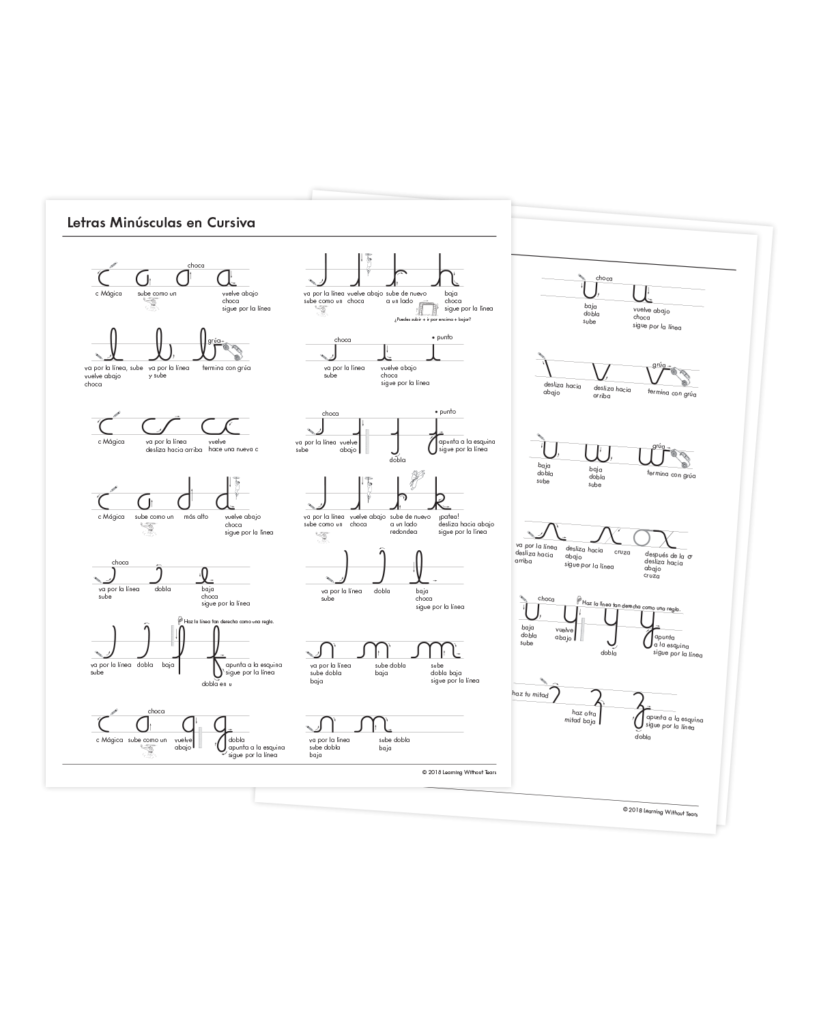 Spanish Cursive Letter Formation Charts | Learning Without Tears