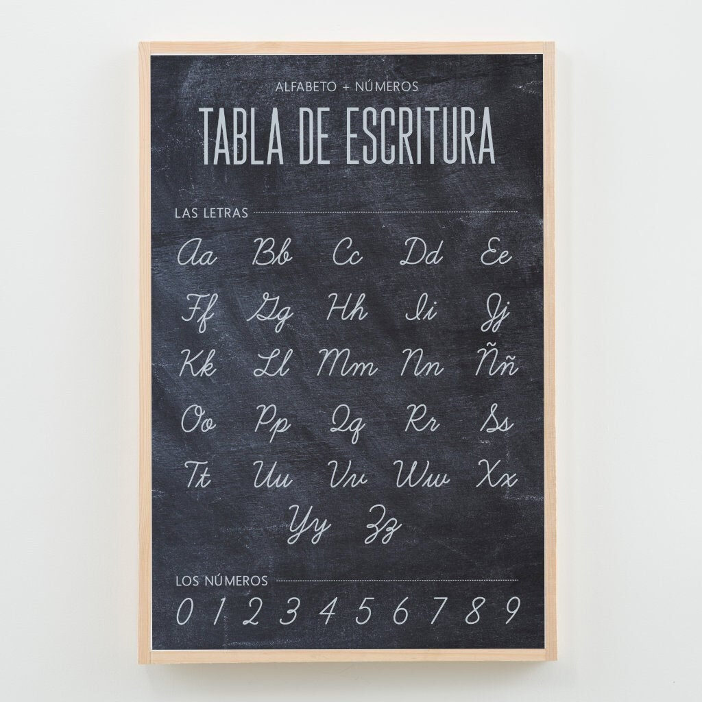 Spanish Cursive Writing Chart Classroom Poster Or Homeschool Decor  {Chalkboard}