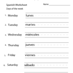 Spanish Days Of The Week Worksheet   Free Printable
