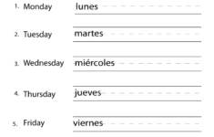 Spanish Days Of The Week Worksheet – Free Printable ...