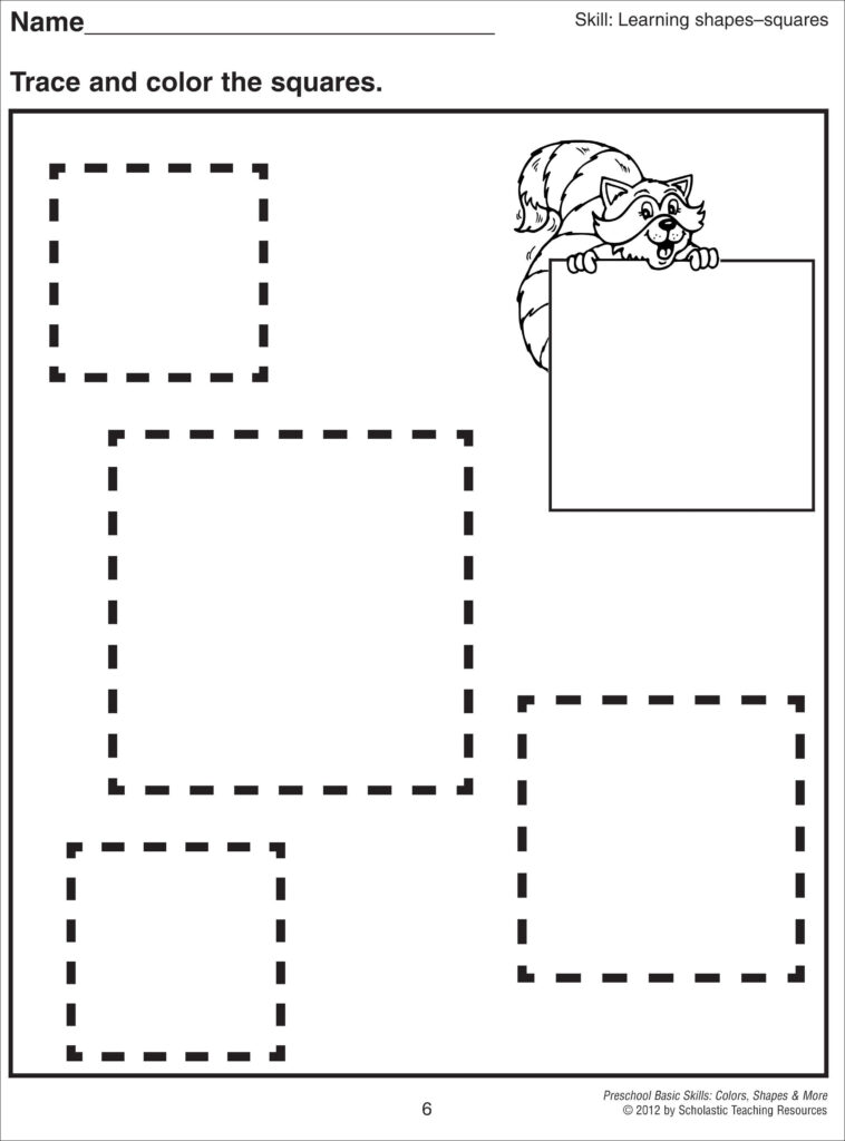 Square Coloring Pages | Preschool Tracing, Shapes Preschool