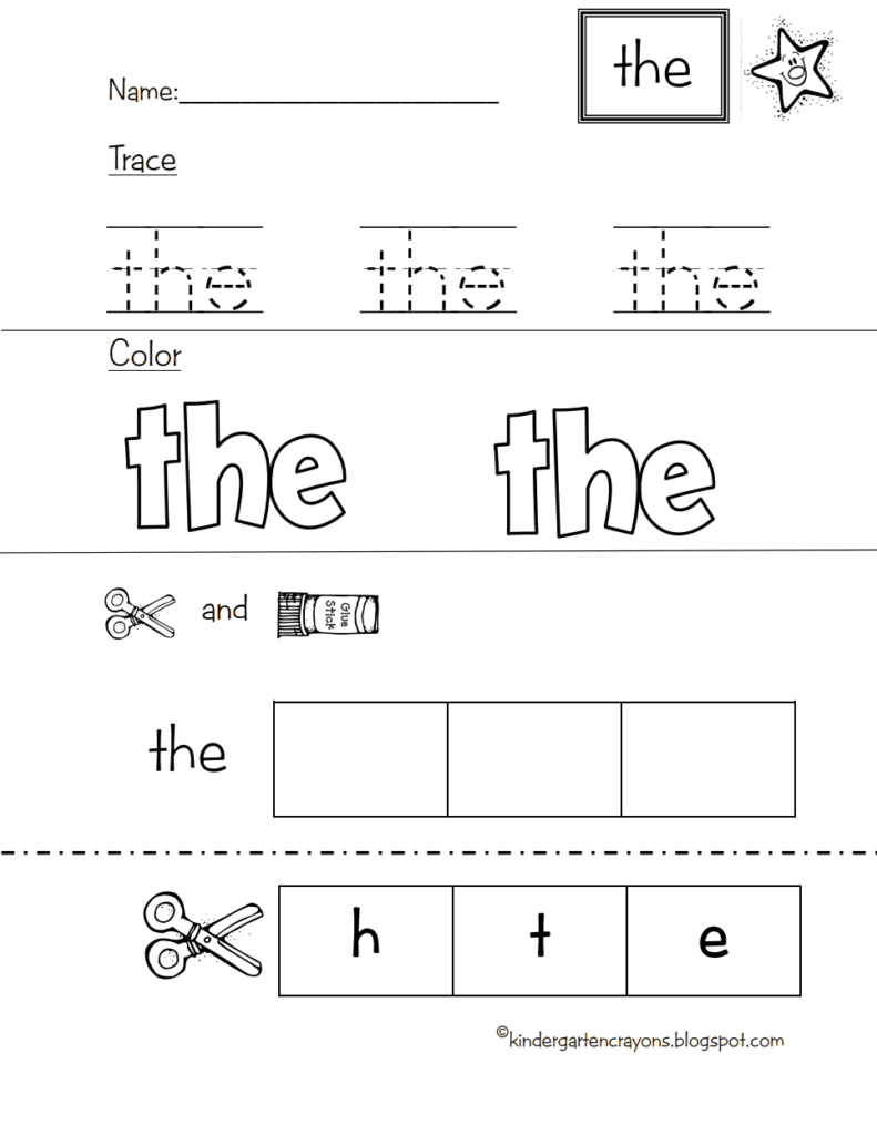 Star Word The.pdf   Google Drive | Sight Words Kindergarten