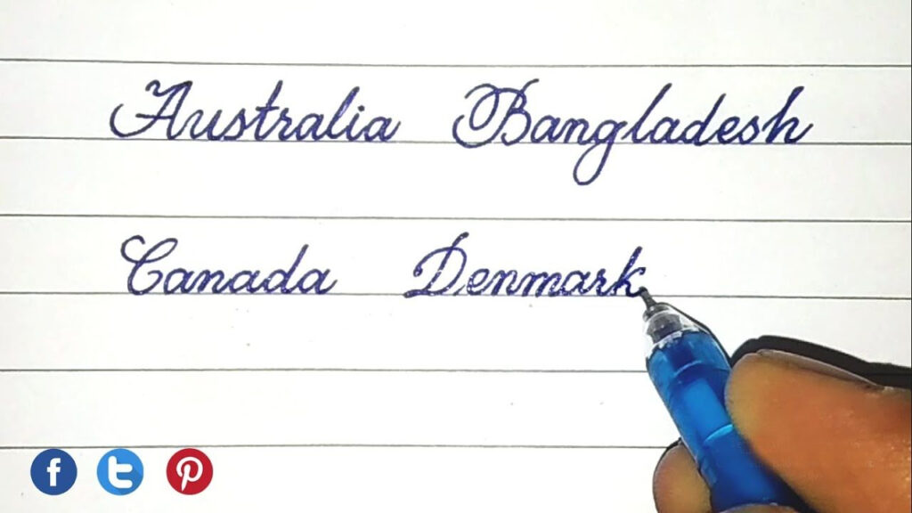 Stylish Cursive Handwriting | Names Of Countries