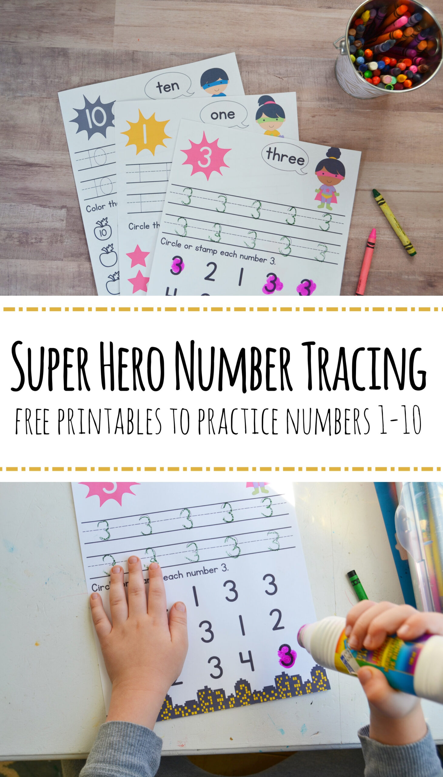 Super Hero Preschool Number Worksheets [Numbers 1-10] – Mary