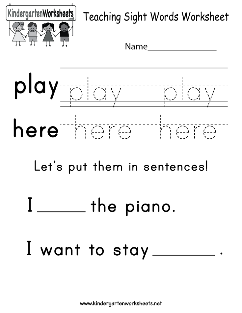 Teaching Sight Words Worksheet   Free Kindergarten English