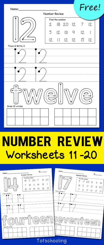 Teen Number Worksheets 11 20 | Totschooling   Toddler