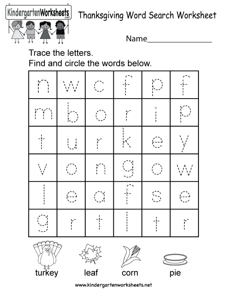 Thanksgiving Word Search Worksheet   Free Kindergarten