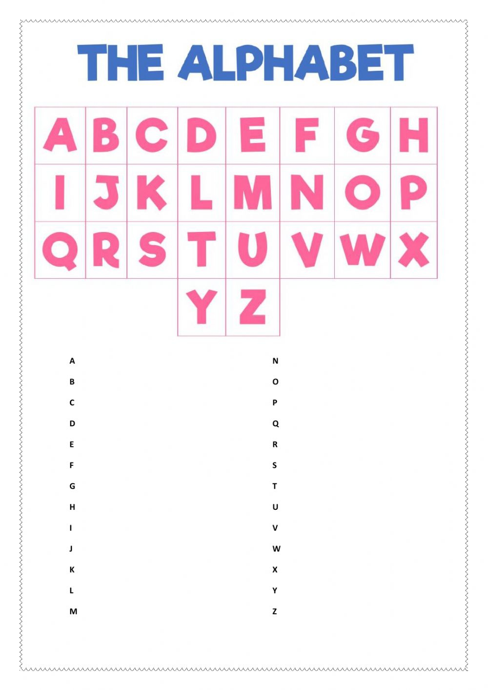 The Alphabet Game - Interactive Worksheet with Alphabet Game Worksheets