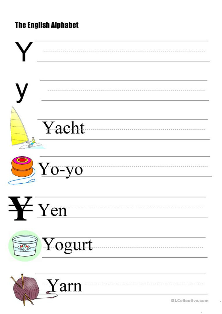 The Alphabet   Letter Y   English Esl Worksheets For Within Letter Yy Worksheets