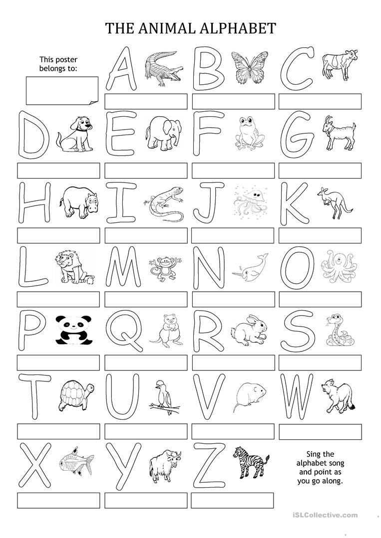 The Animal Alphabet - Poster - English Esl Worksheets For within Alphabet Efl Worksheets