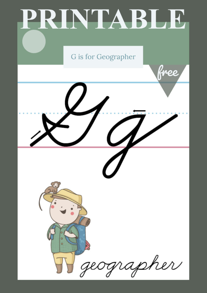 The Letter G In Cursive   Printable Poster (With Images) | G