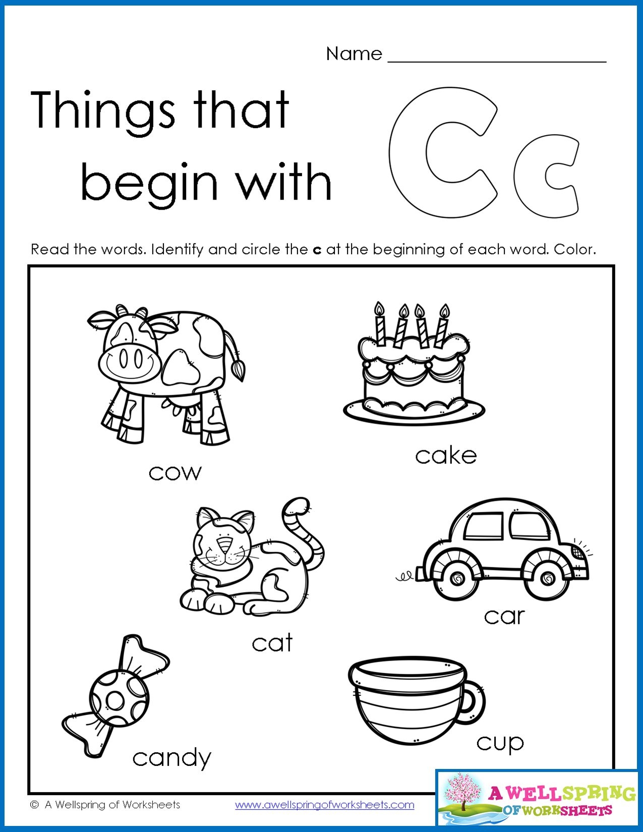 Things That Begin With A-Z Worksheets Kids Read The Words Of for Letter 6 Worksheets