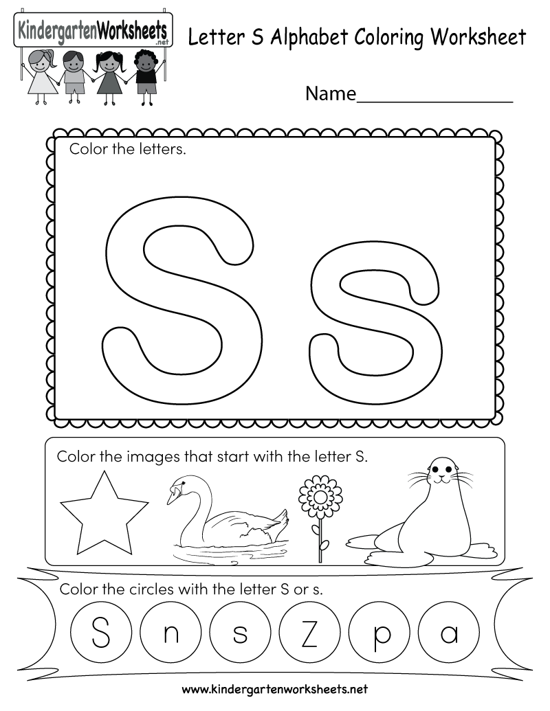 This Is A Letter S Coloring Worksheet. Children Can Color for Letter S Worksheets Kindergarten Free