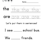This Is A Sight Words Worksheet For Kindergarteners. You Can