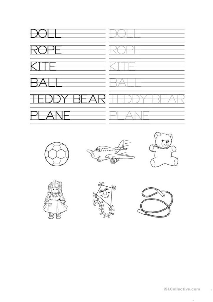 Toys Tracing Worksheet   English Esl Worksheets For Distance