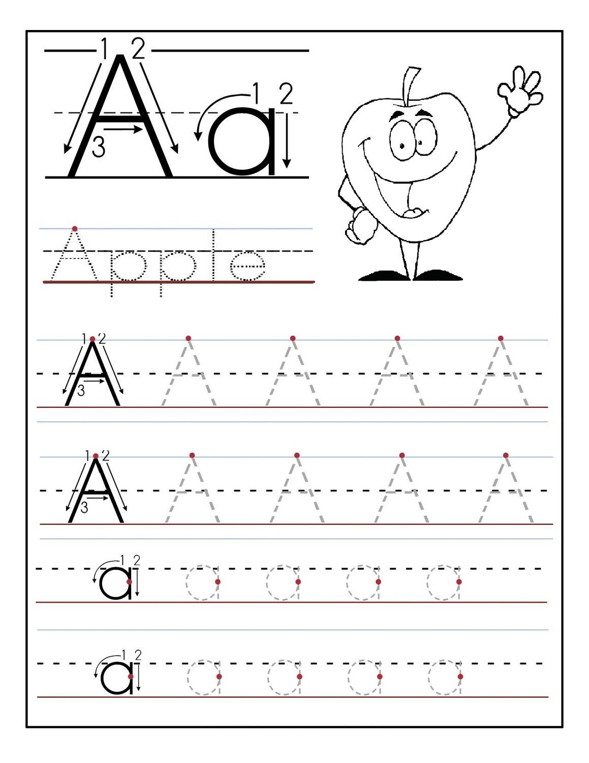 Trace Letter A Sheets To Print | Tracing Worksheets in A Letter Tracing