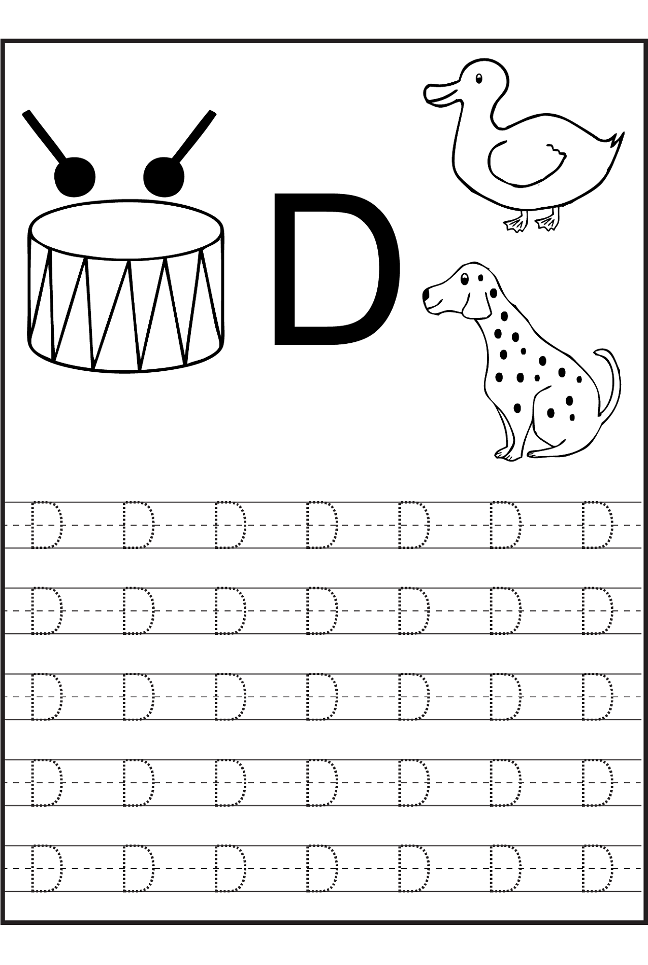 Trace Letter D Worksheets | Activity Shelter within D Letter Tracing