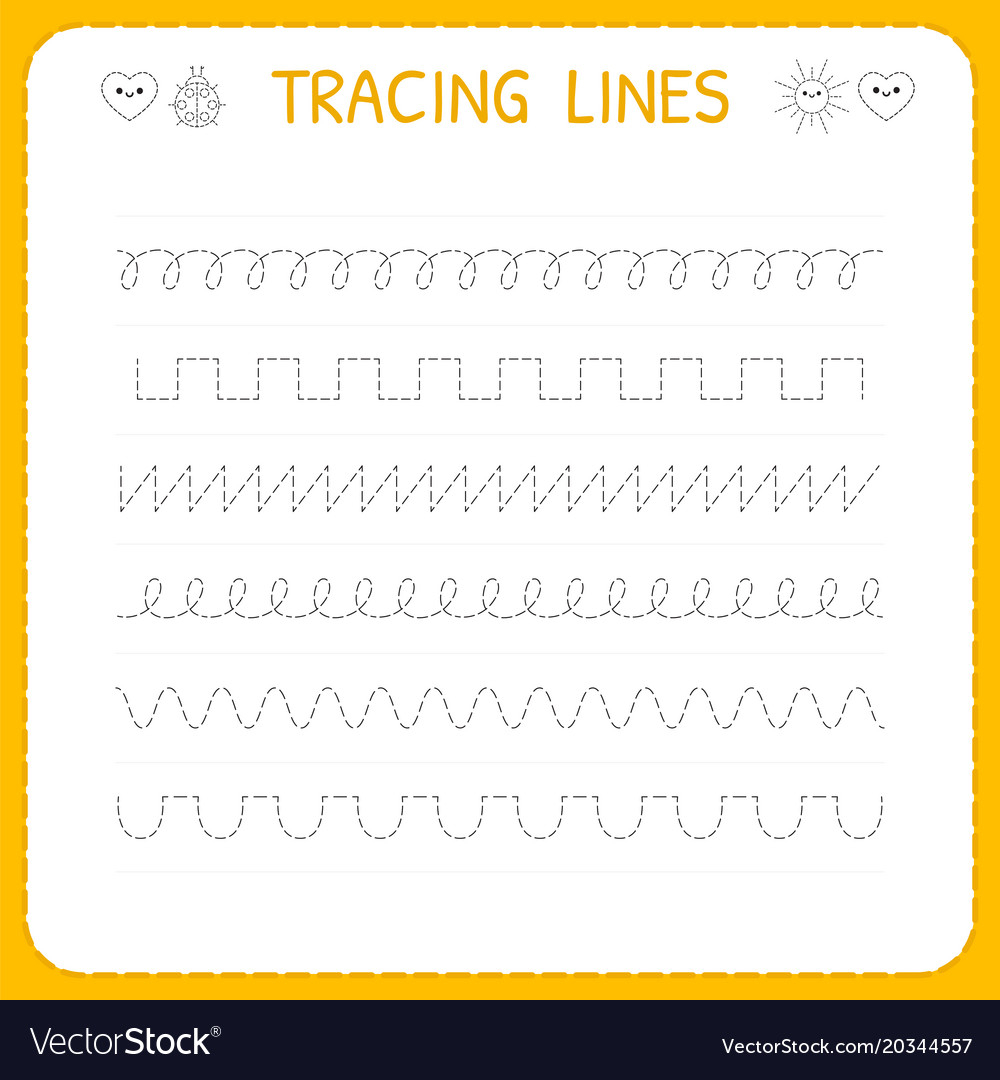 Trace Line Worksheet For Kids Basic Writing