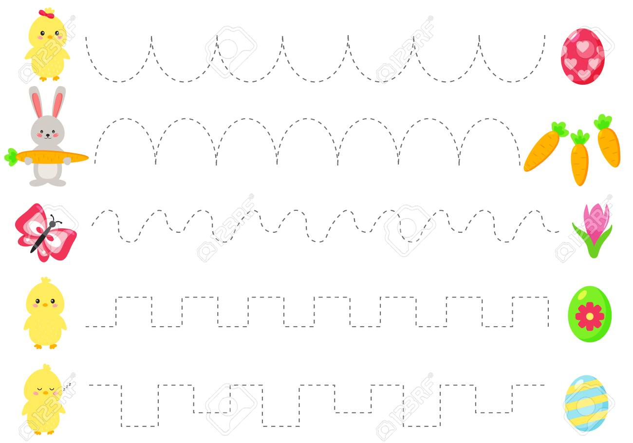 Trace Line Worksheet For Kids, Practicing Fine Motor Skills