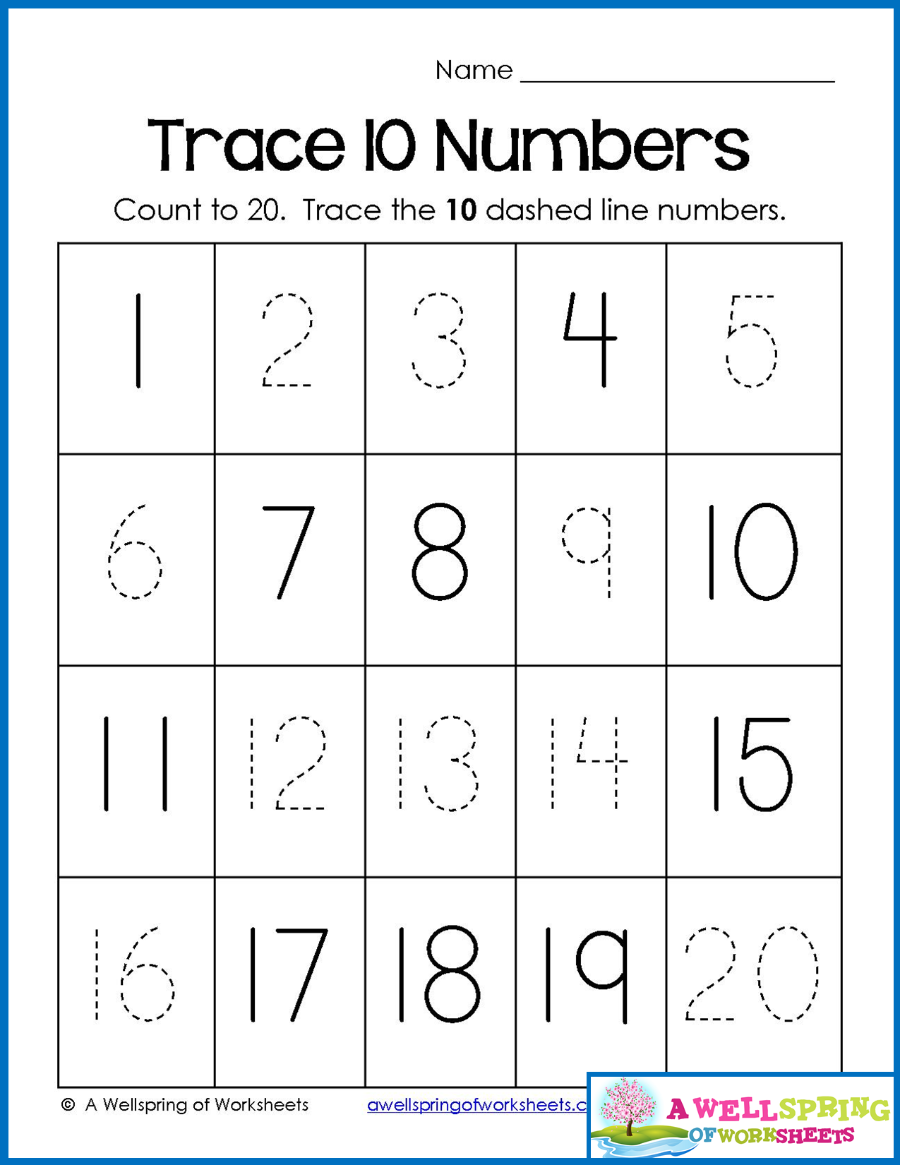 Trace Numbers 1-20, Write And Fill In The Numbers, Too