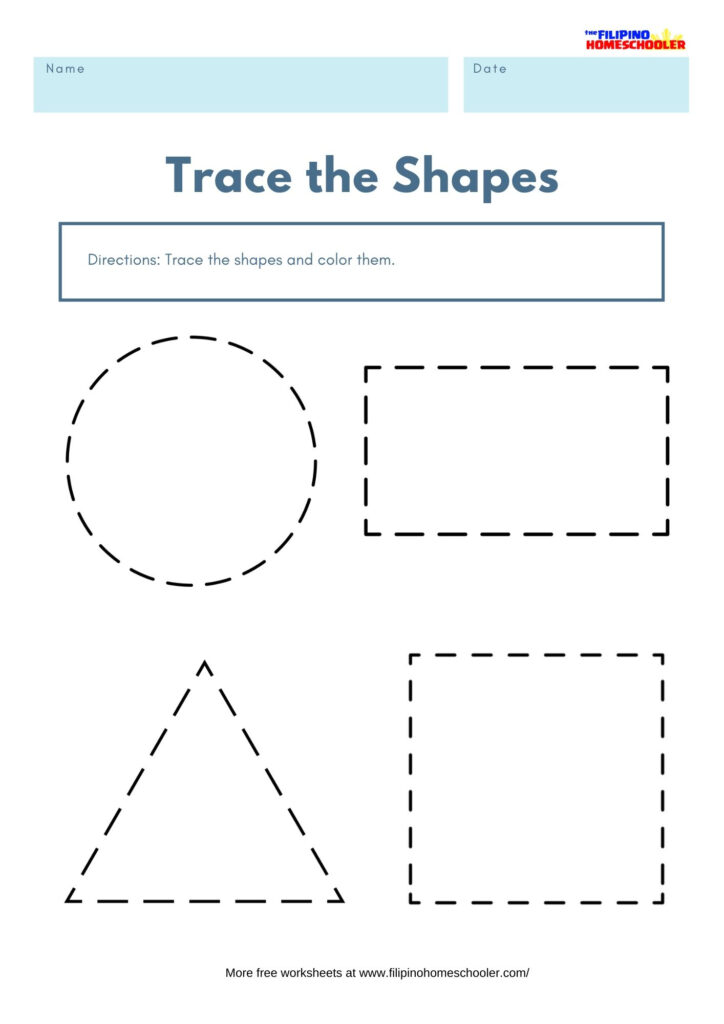 Trace The Shapes Math Worksheets Filipino Homeschooler Basic