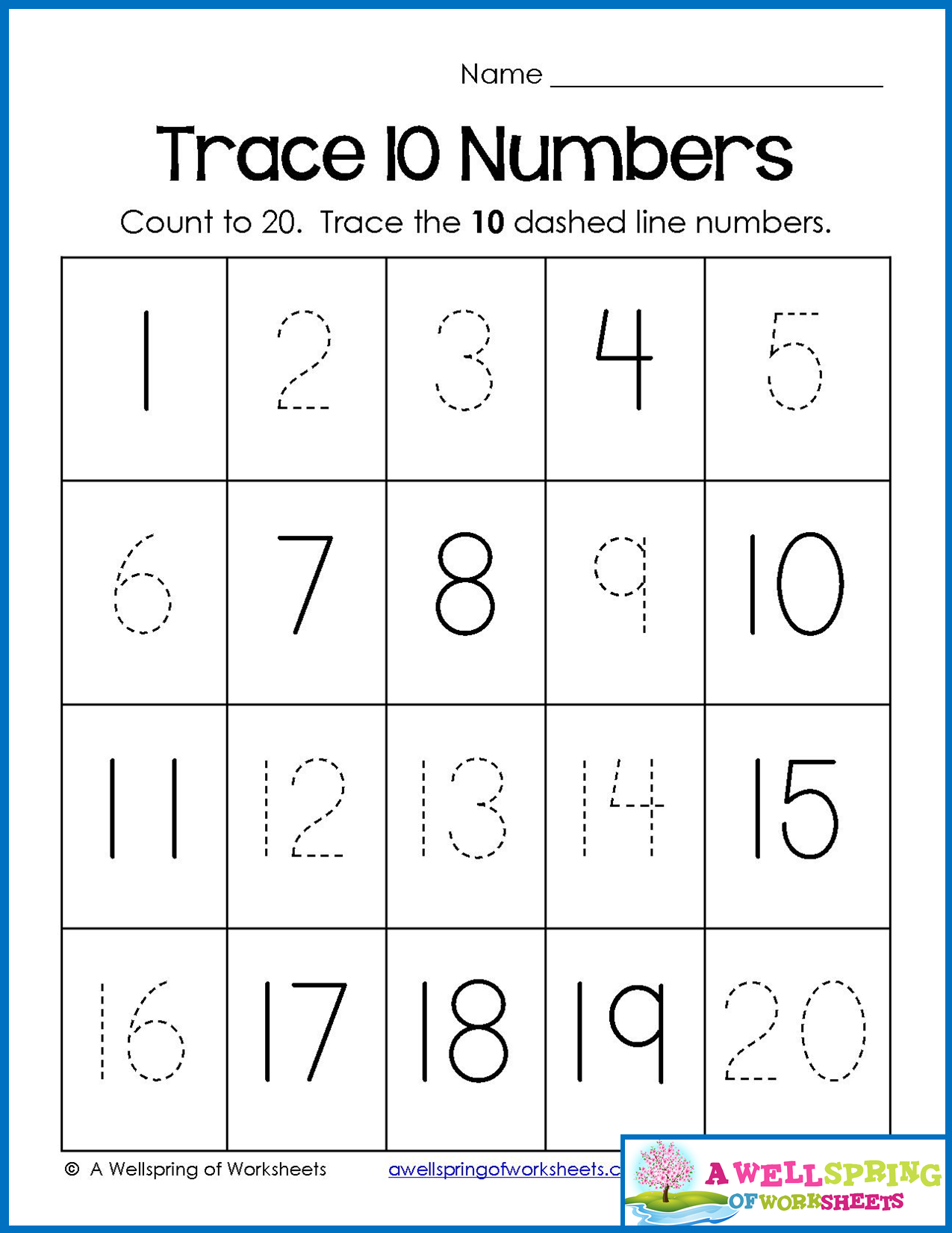 Trace, Write And Fill In Numbers 1-20 30 Worksheets & 3