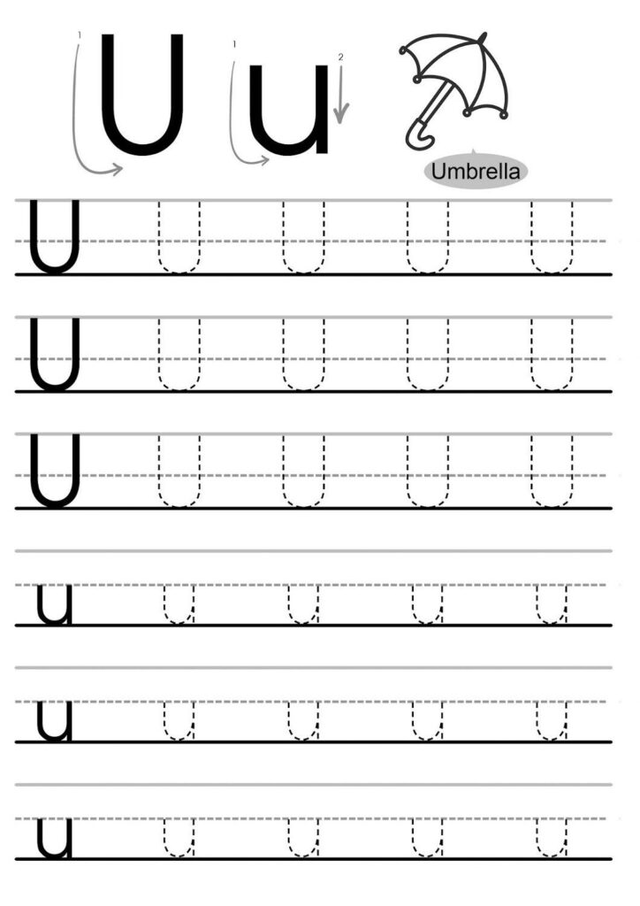 Traceable Letter Worksheets   Kids Learning Activity Throughout Letter U Tracing Sheet