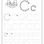 Tracing Alphabet Letter C. Black And White Educational Pages On Line For  Kids. Printable Worksheet For Children Textbook. Developing Skills Of Within Letter C Tracing Printable