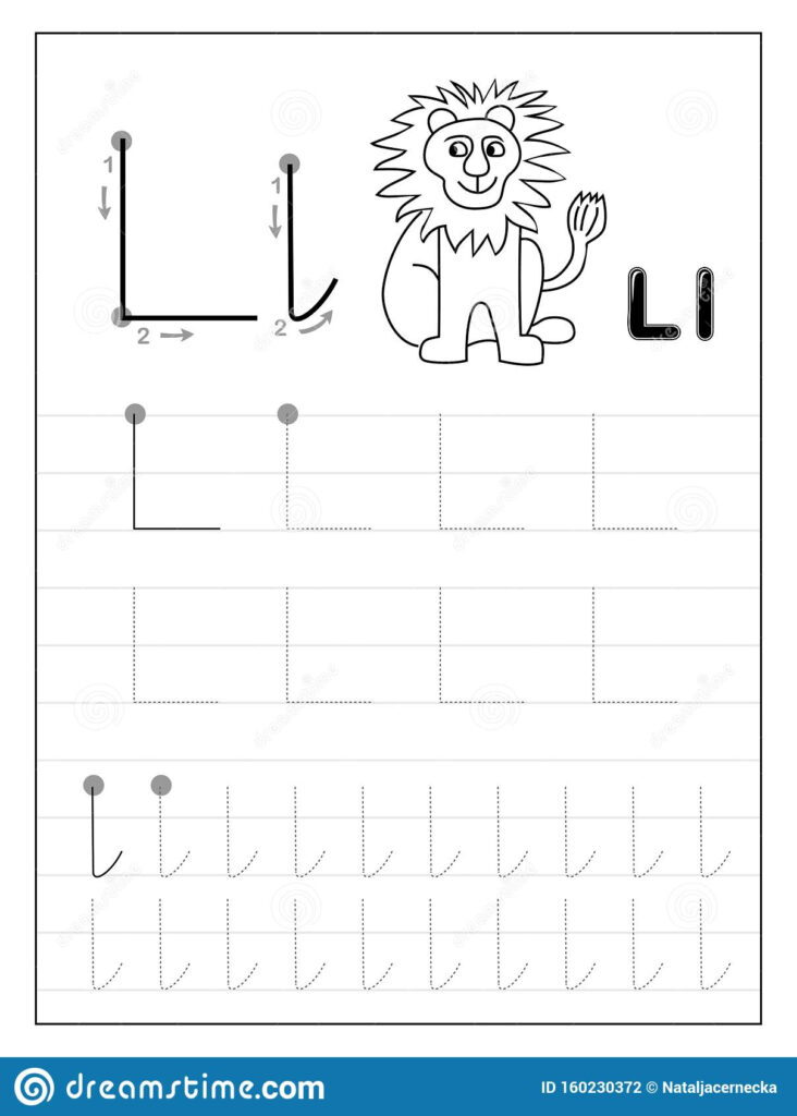 Tracing Alphabet Letter L. Black And White Educational Pages Within Letter L Tracing Worksheet