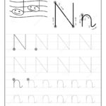 Tracing Alphabet Letter N. Black And White Educational Pages