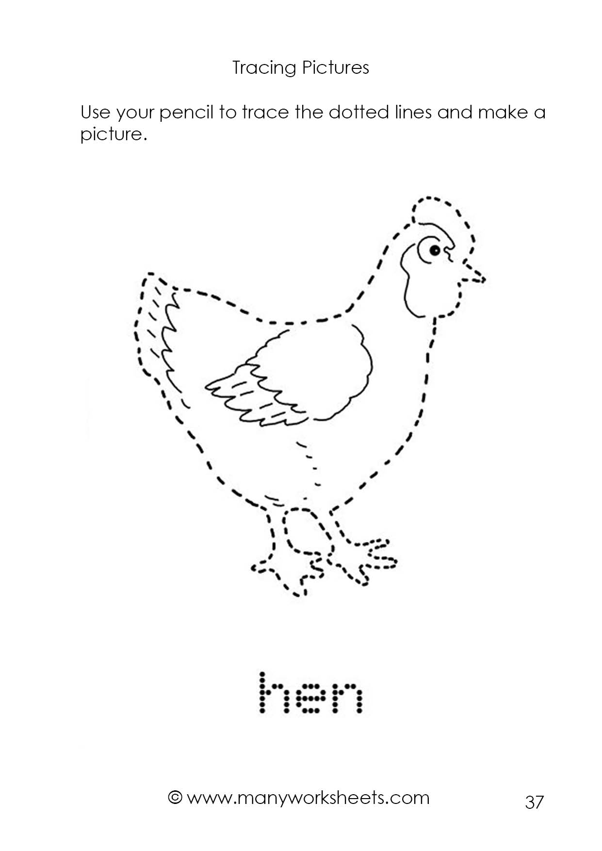 Tracing Bird Pictures And Names Worksheets For Kindergarten