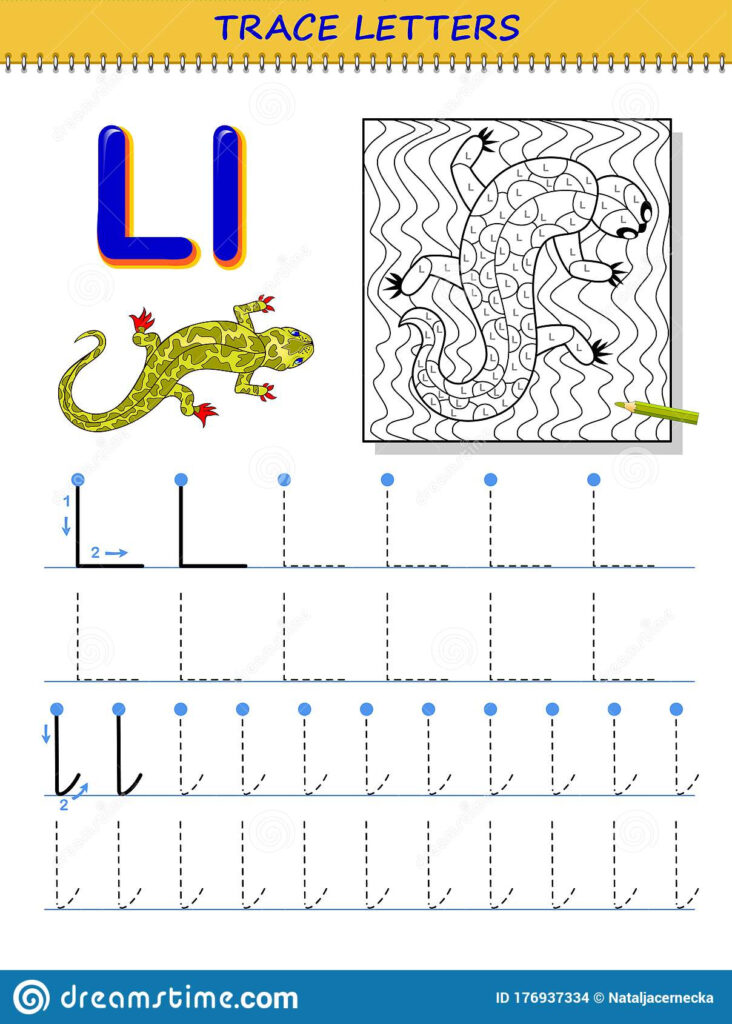 Tracing Letter L For Study Alphabet. Printable Worksheet For