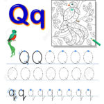 Tracing Letter Q For Study Alphabet. Printable Worksheet For.. With Letter Tracing Q