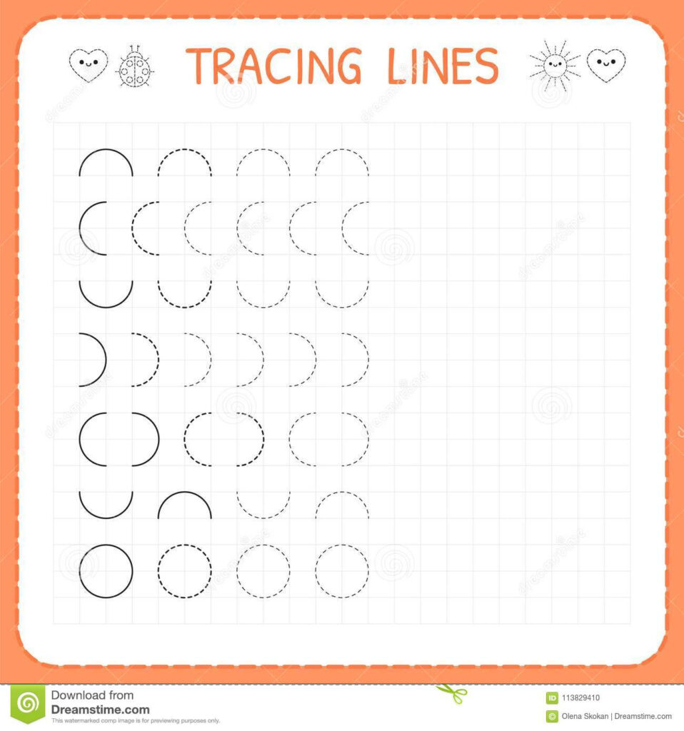 Tracing Lines. Worksheet For Kids. Basic Writing. Working