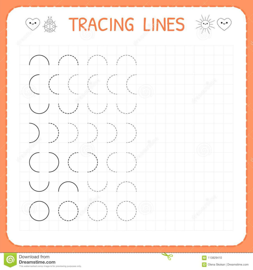 Tracing Lines. Worksheet For Kids. Basic Writing. Working Tracing Lines. Worksheet For Kids. Basic Writing. Working