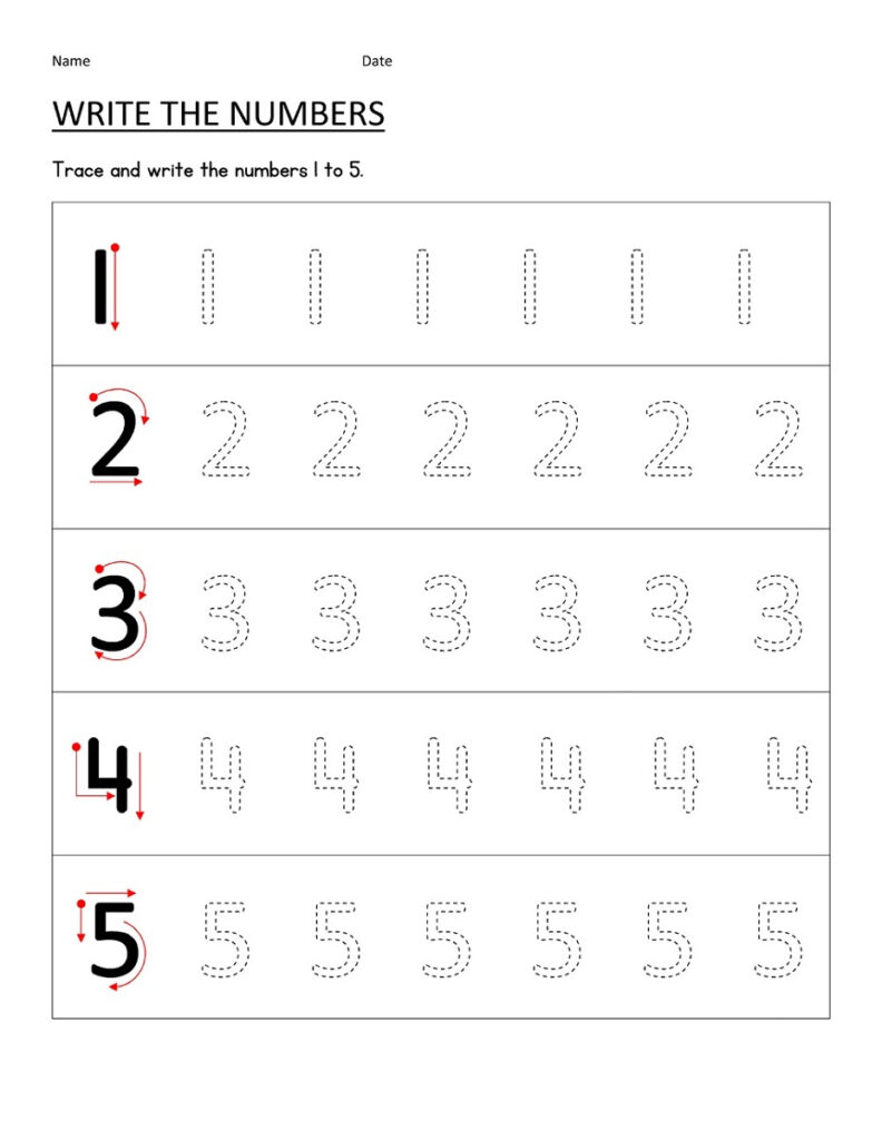 Tracing Numbers 1 5 Within Letter 5 Tracing