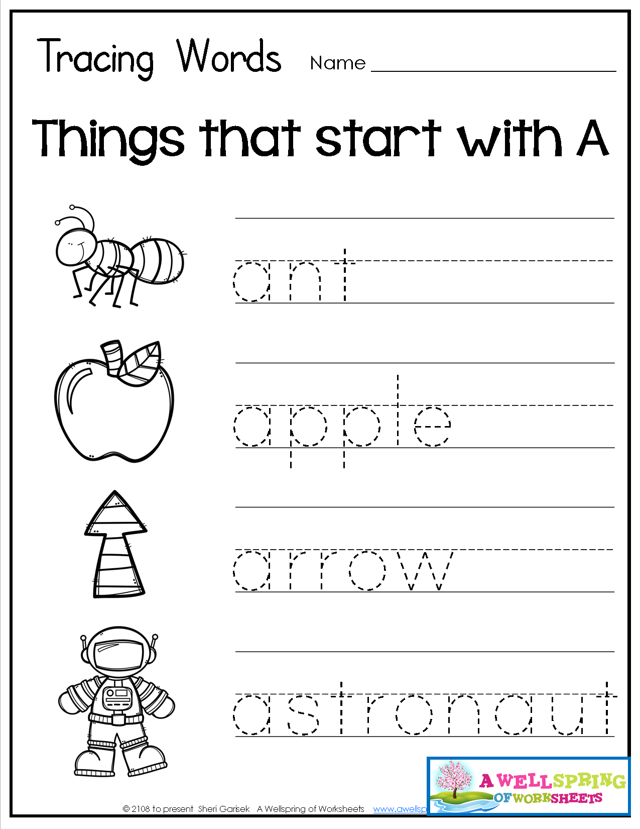 Tracing Words - Things That Start With A-Z | Alphabet intended for Name For Tracing