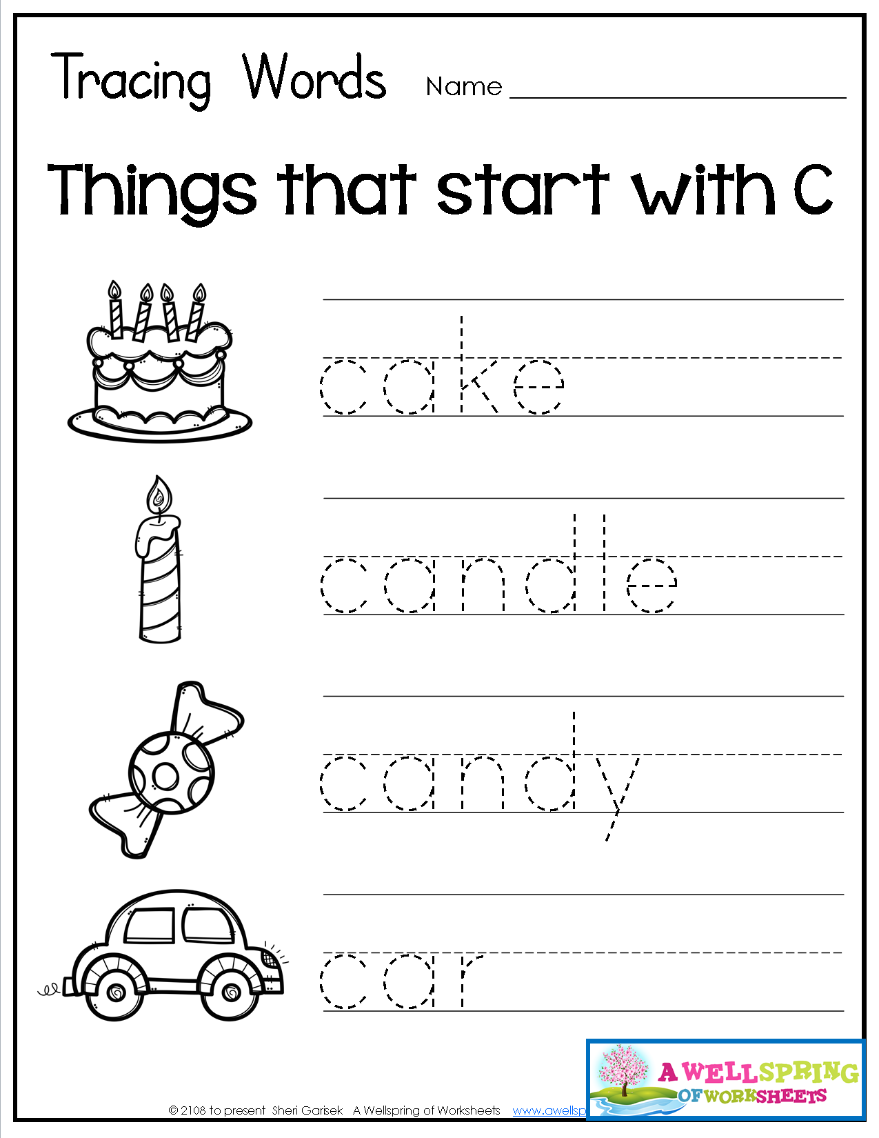 Tracing Words Worksheets | AlphabetWorksheetsFree.com