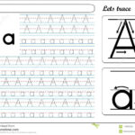Tracing Worksheet  Aa Stock Vector. Illustration Of Alphabet
