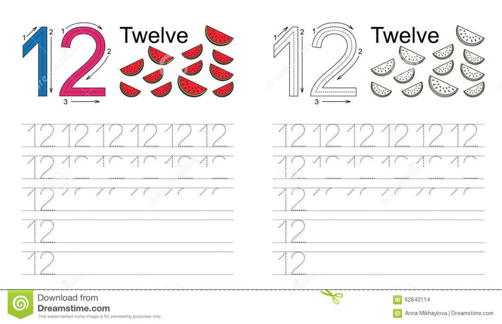 Tracing Worksheet For Figure Twelve Stock Vector Tracing Worksheet For Figure Twelve Stock Vector