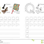 Tracing Worksheet For Letter Q Stock Vector   Illustration With Regard To Letter Tracing Q