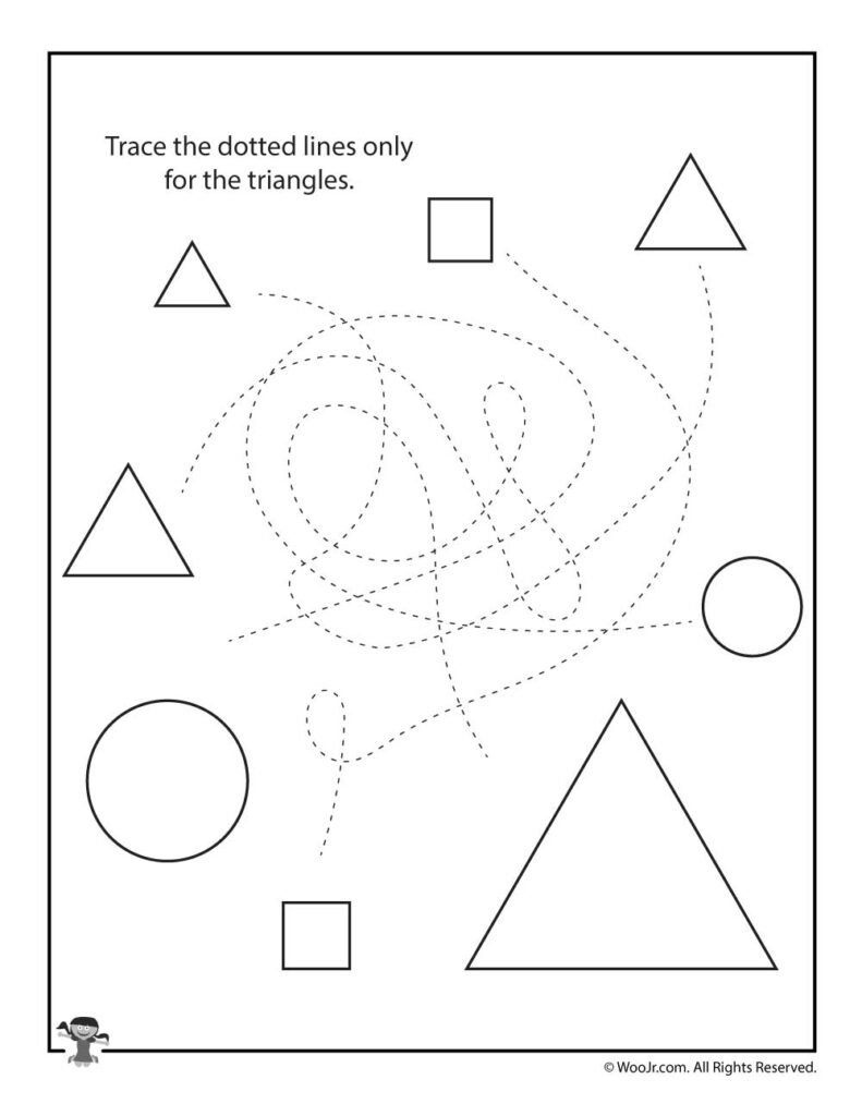 Triangles Tracing Worksheet | Woo! Jr. Kids Activities Triangles Tracing Worksheet | Woo! Jr. Kids Activities