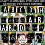 Tropical Classroom Decor: Print & Cursive Alphabet Posters Bulletin Board