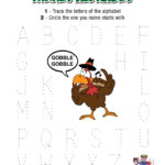 Turkey Alphabet Tracing Worksheet | The Preschool Adventures