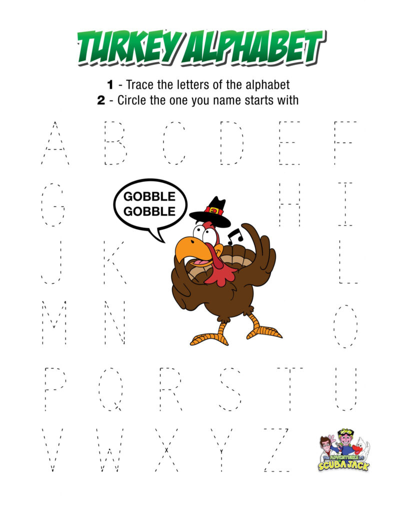 Turkey Alphabet Tracing Worksheet | The Preschool Adventures